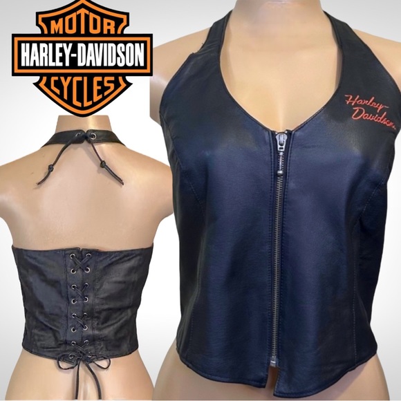 Harley-Davidson Jackets & Blazers - Harley-Davidson Black Leather Zip-up Vest